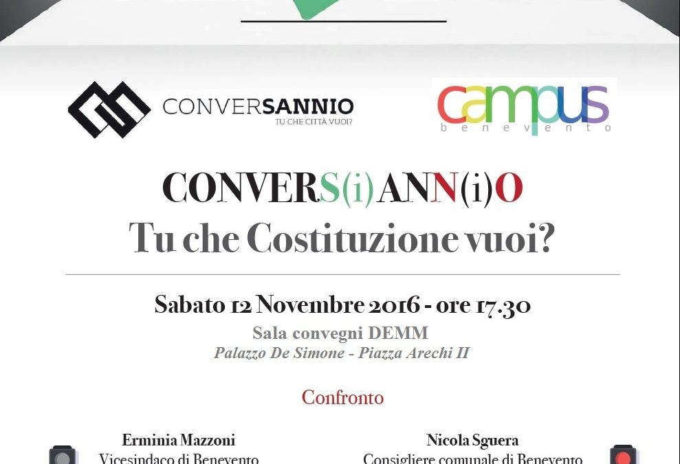 Benevento| Costituzione, il 12 Novembre l’appuntamento con Conversannio