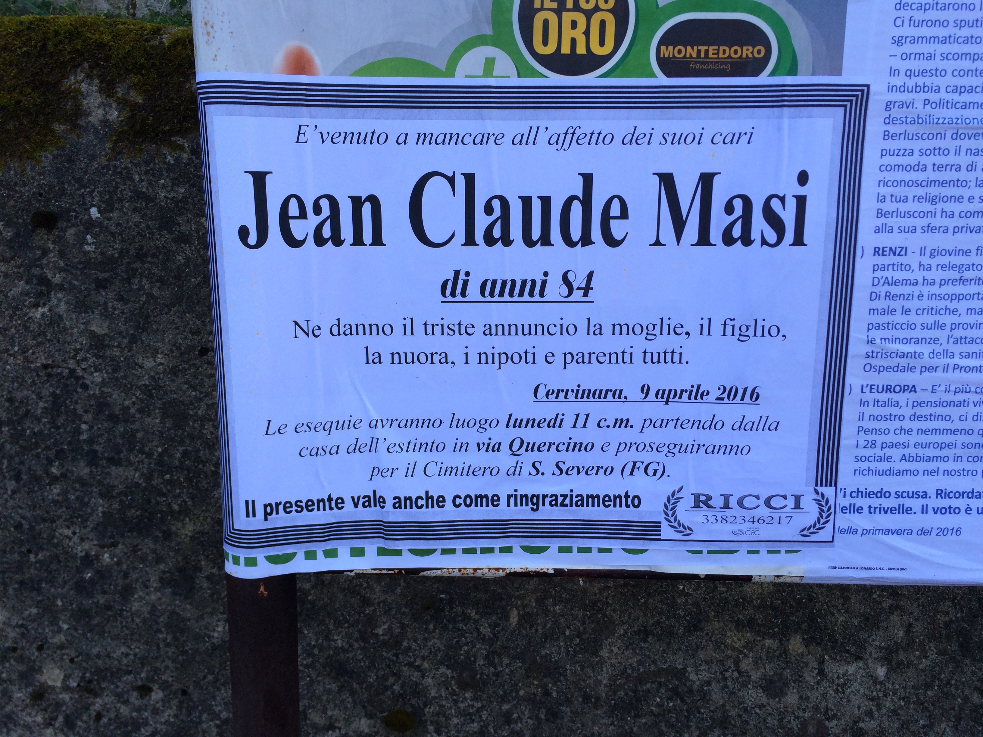 Addio a Jean Claude Masi, il flautista ginevrino-caudino
