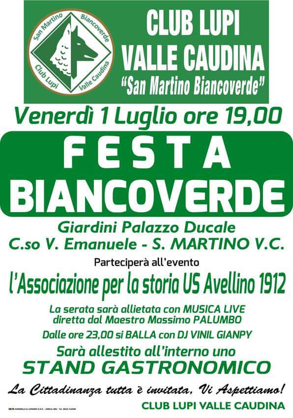 Il Club Lupi Valle Caudina organizza la “Festa biancoverde”
