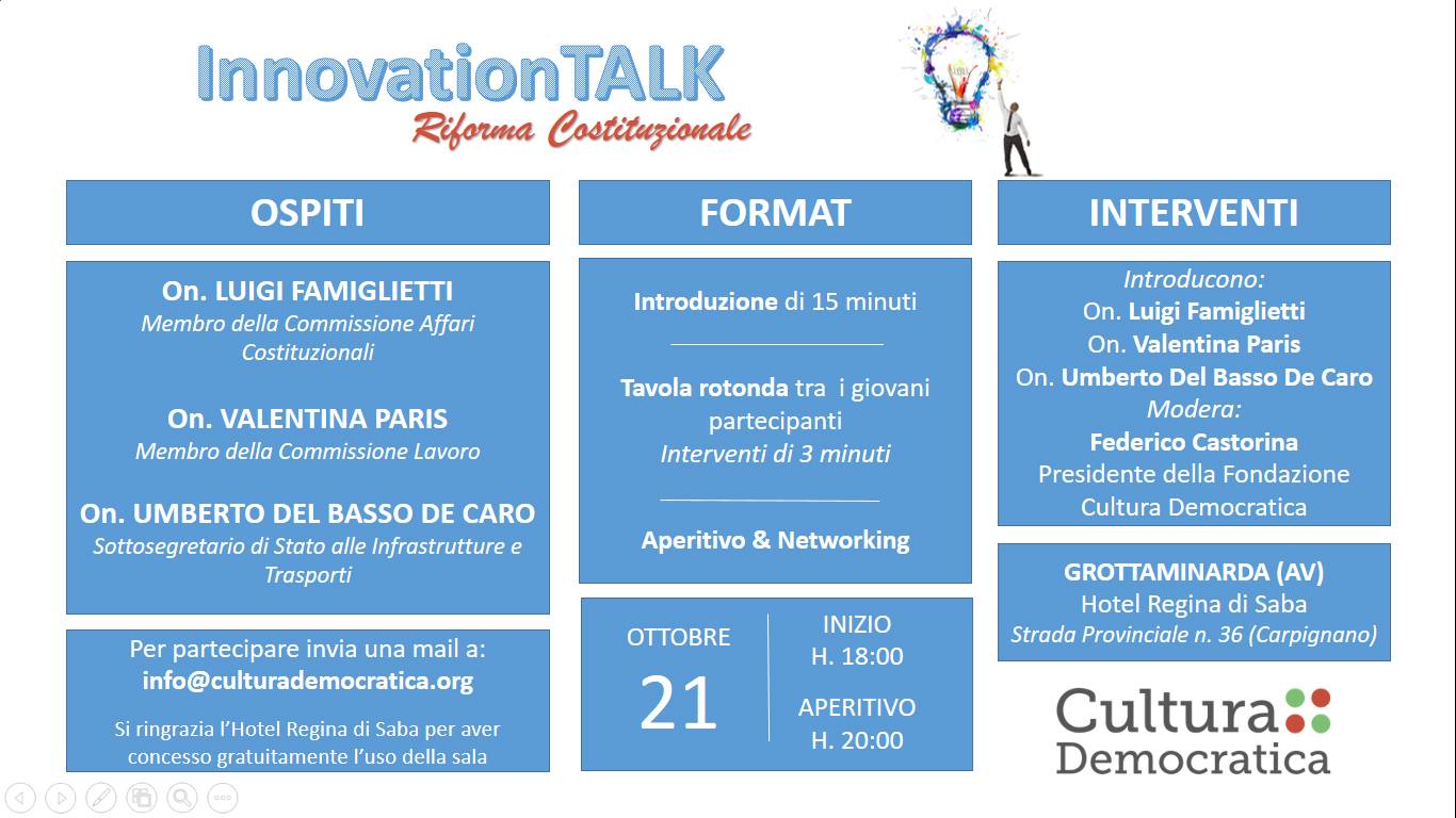 A Grottaminarda la tappa di “Innovation Talk”