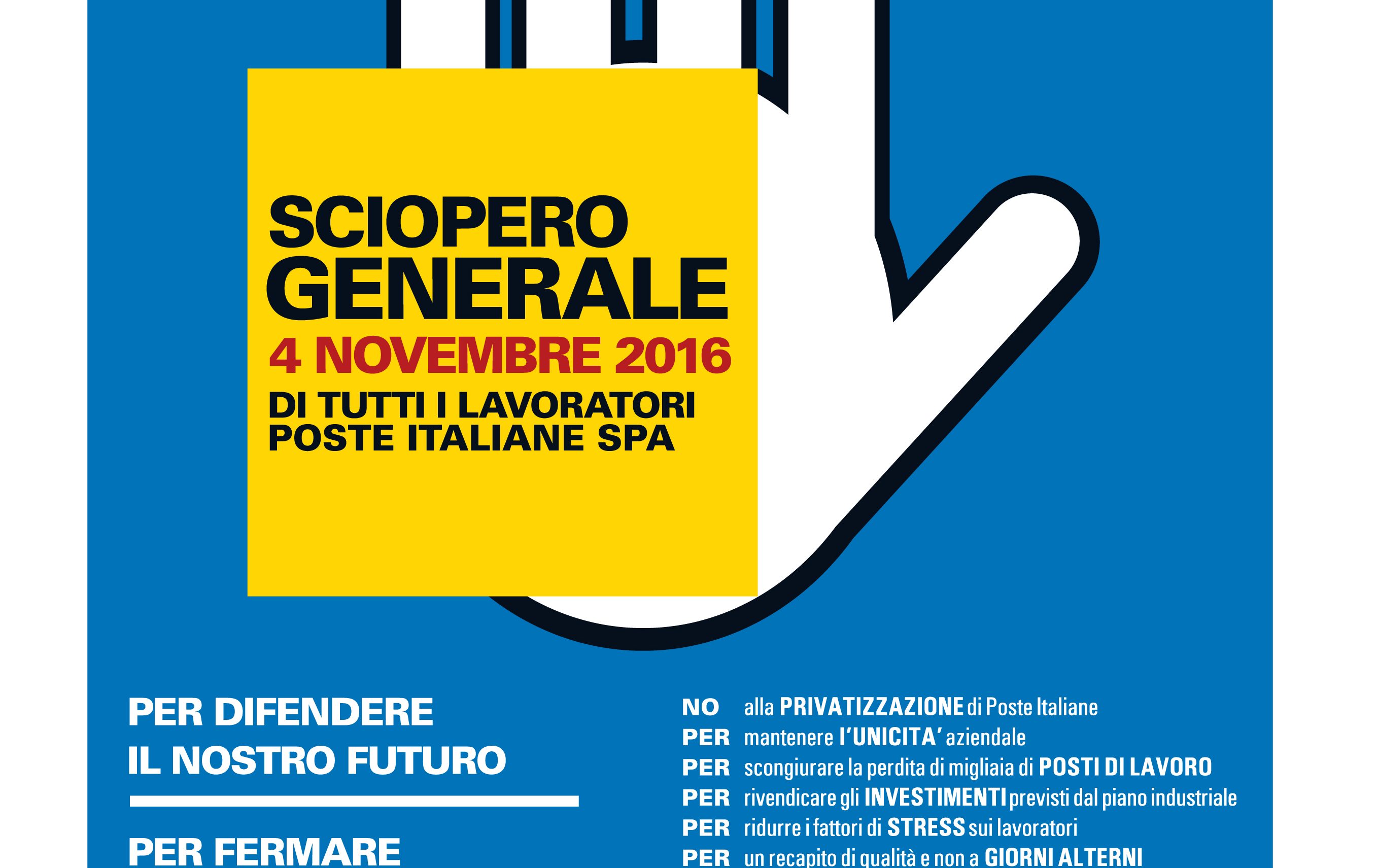 Il 4 Novembre sciopera Poste Italiane