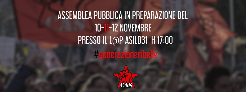 CAS, assemblea pubblica in vista del corteo dell’11 novembre