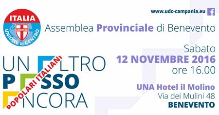 Il 12 Novembre all’Una Hotel il Molino il Congresso provinciale Udc