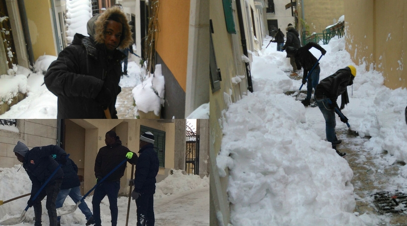 Migranti in azione, Sant’Angelo dei Lombardi senza neve in poco tempo