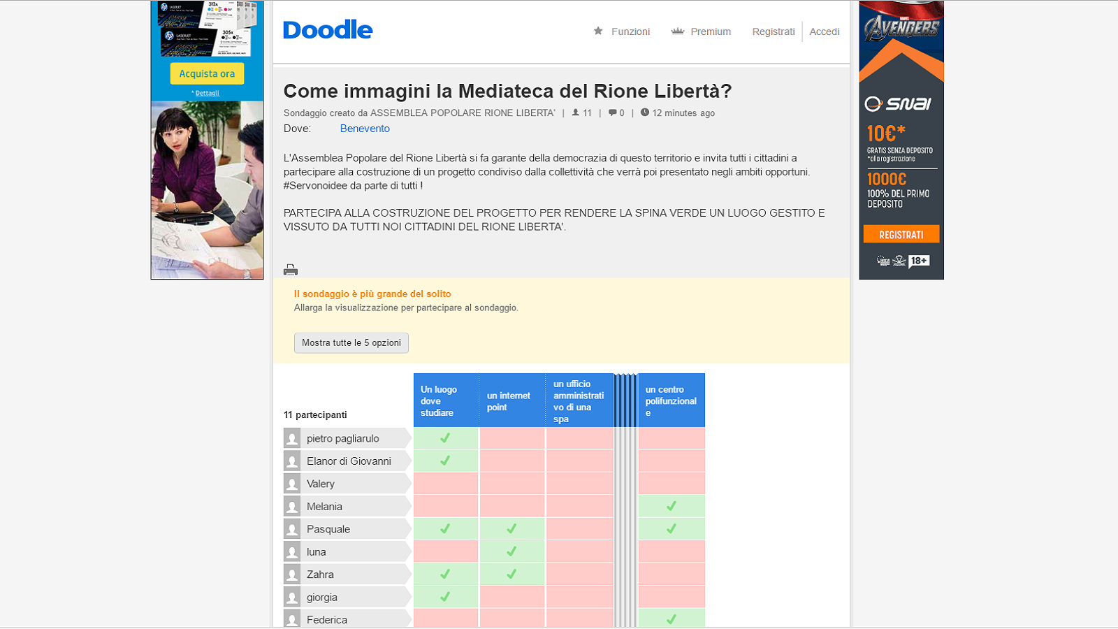 Benevento| Vicenda Mediateca, l’Assemblea Popolare lancia il sondaggio