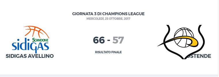 Sidigas, al PalaDelMauro Ostenda ko.