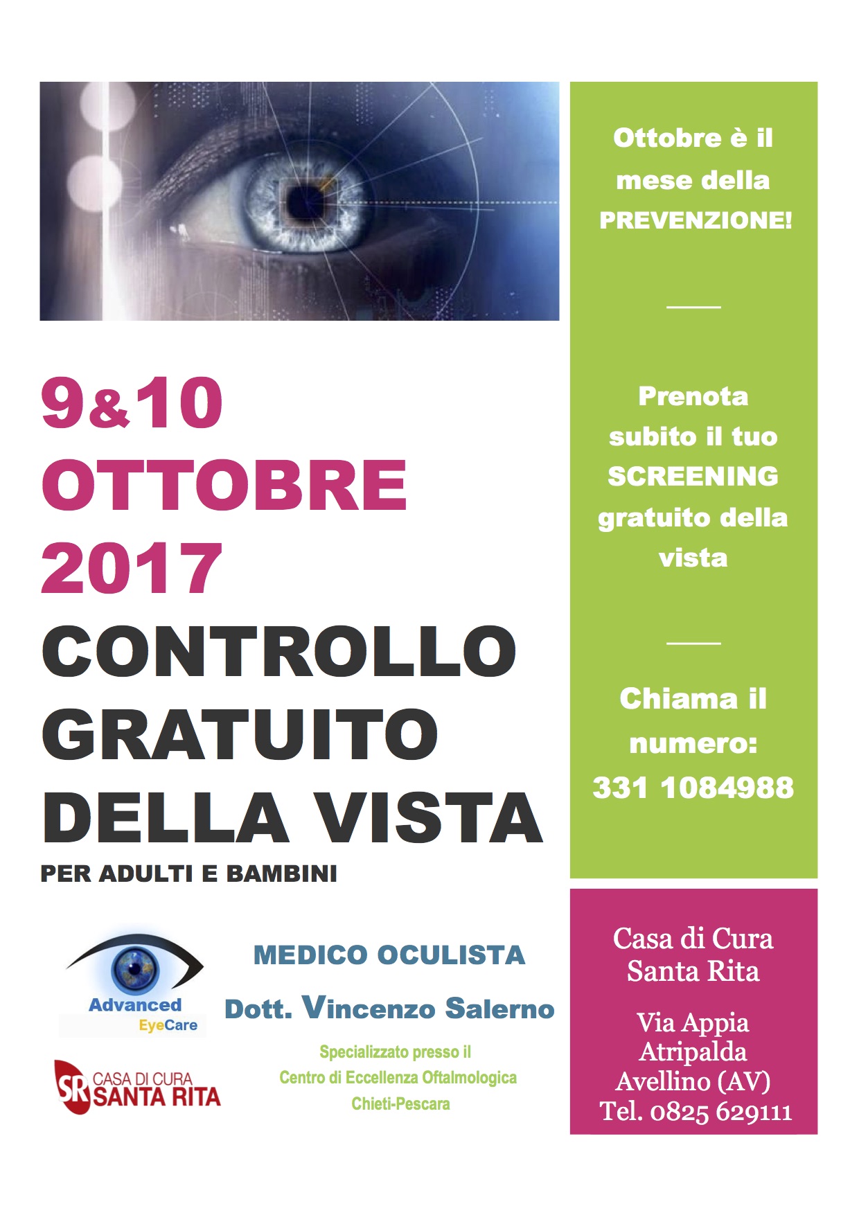 Benevento| Una due giorni di focus sulla prevenzione agli occhi