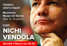 Chiusura campagna Liberi e Uguali: a Benevento arriva Nichi Vendola