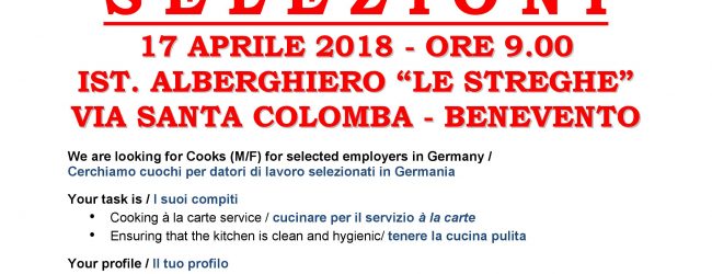 Lavorare in Germania si può, a Benevento le selezioni