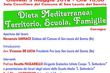 San Leucio del Sannio| Dieta Mediterranea, un convegno al Comune