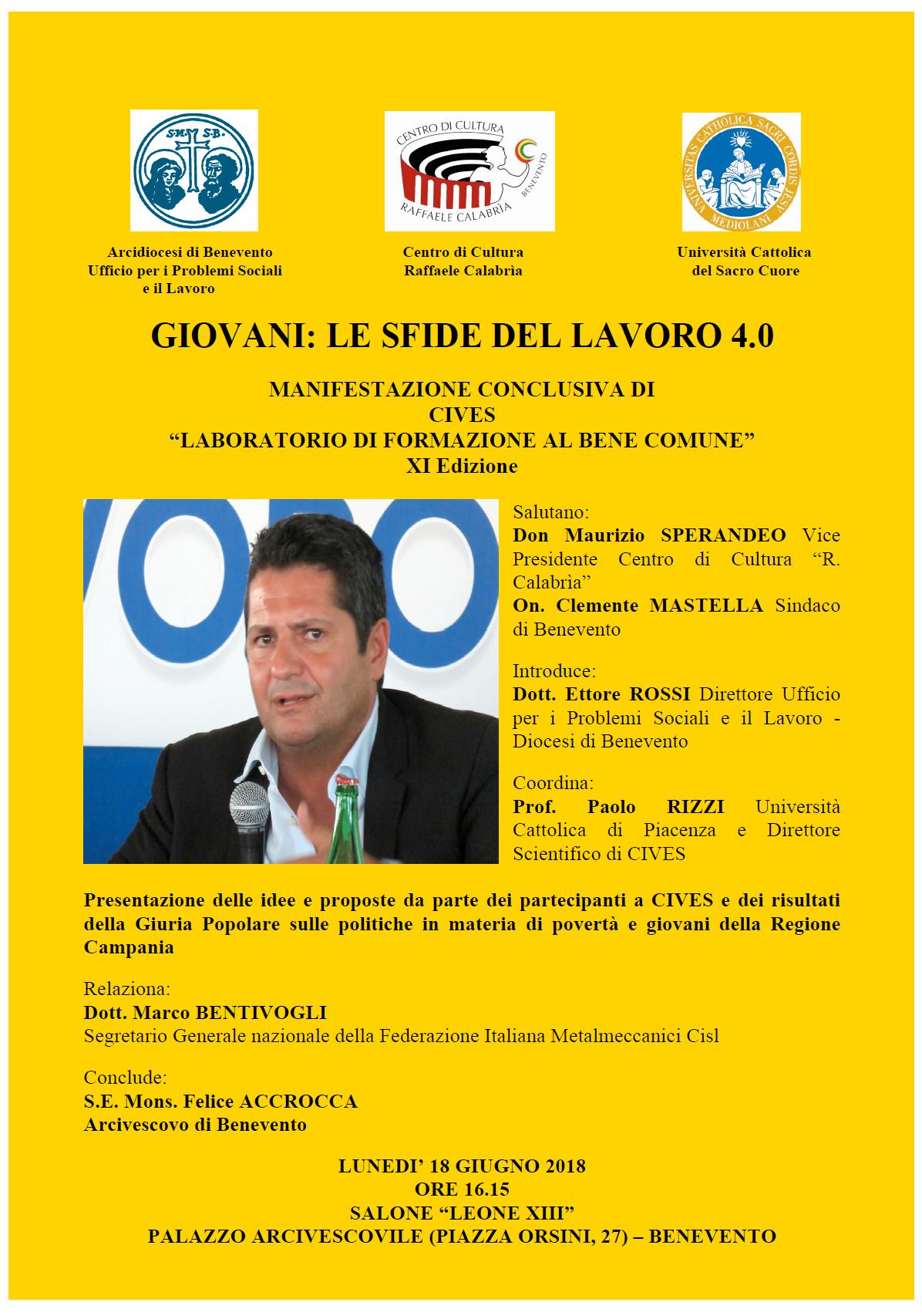Benevento| Cives, conclusioni con Marco Bentivogli della Cisl su giovani e lavoro 4.0