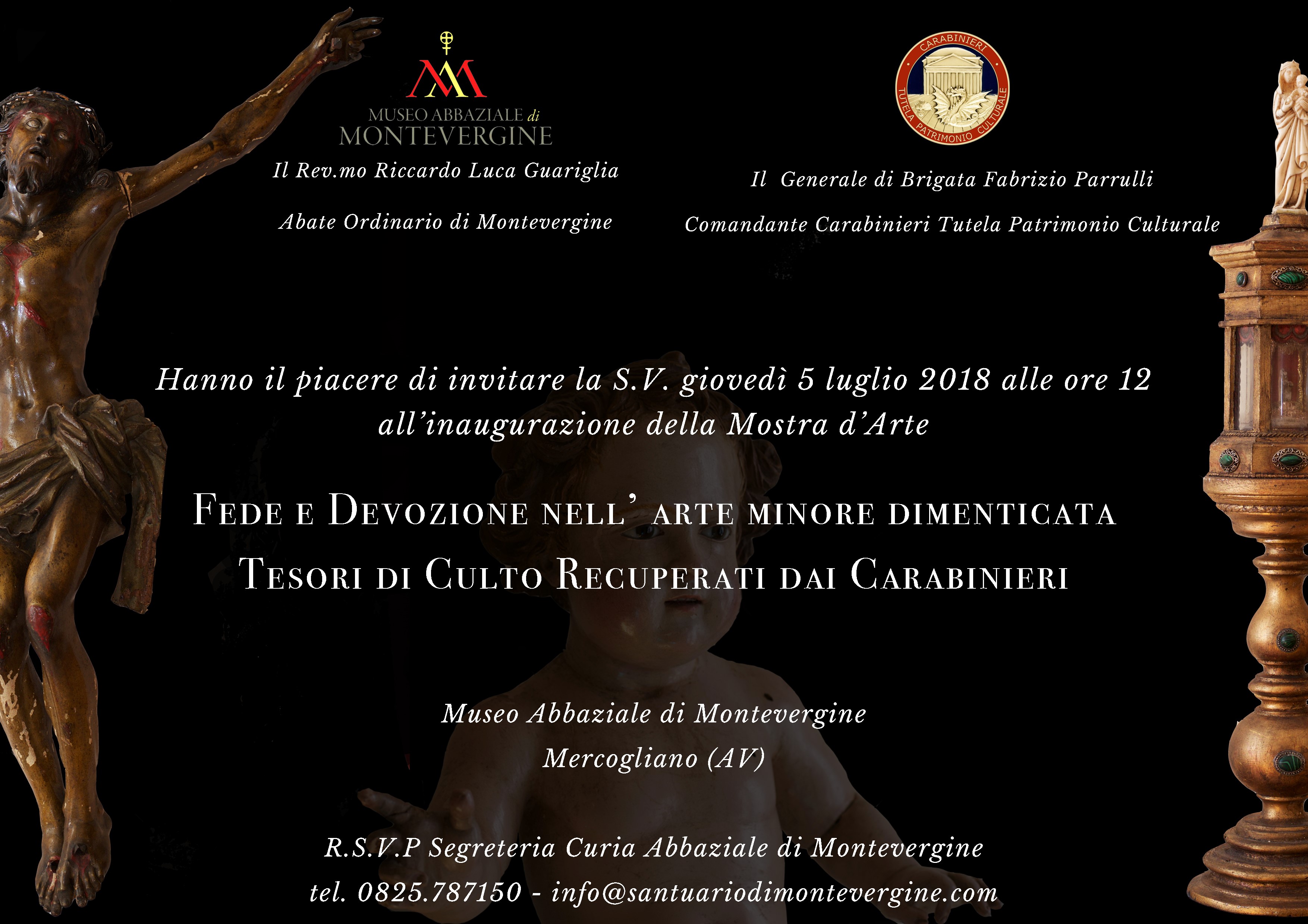 Mercogliano| Tesori di culto recuperati dai carabinieri, mostra all’Abbazia di Montevergine
