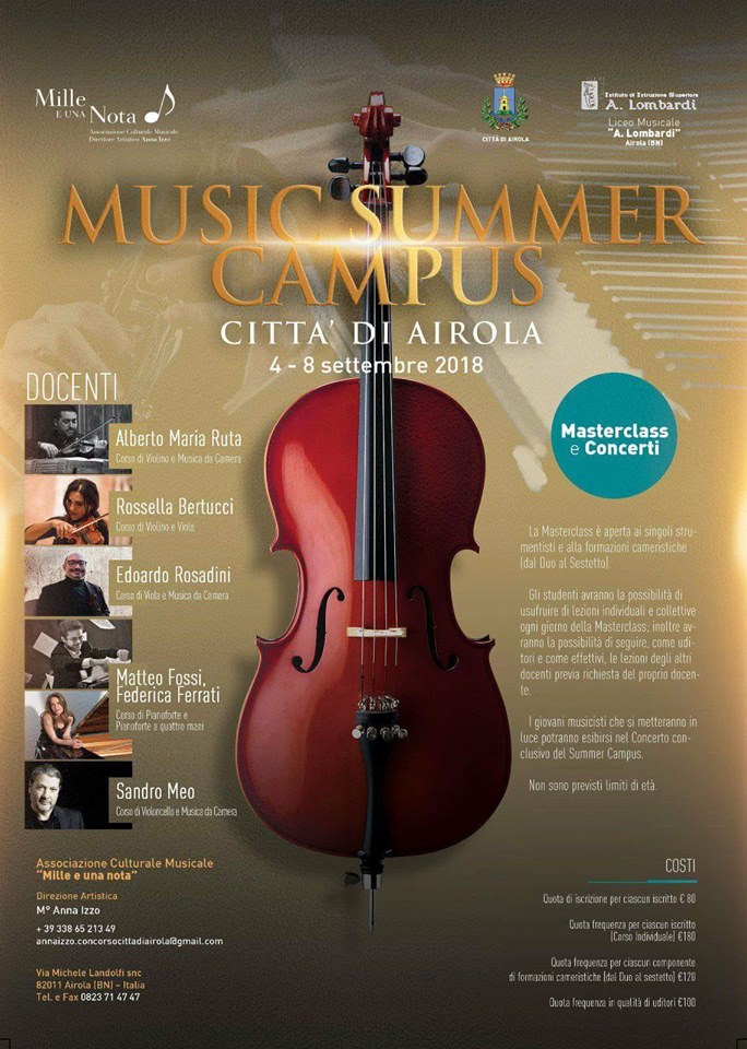 Airola| “Music Summer Campus”, domani il via alle masterclass internazionali