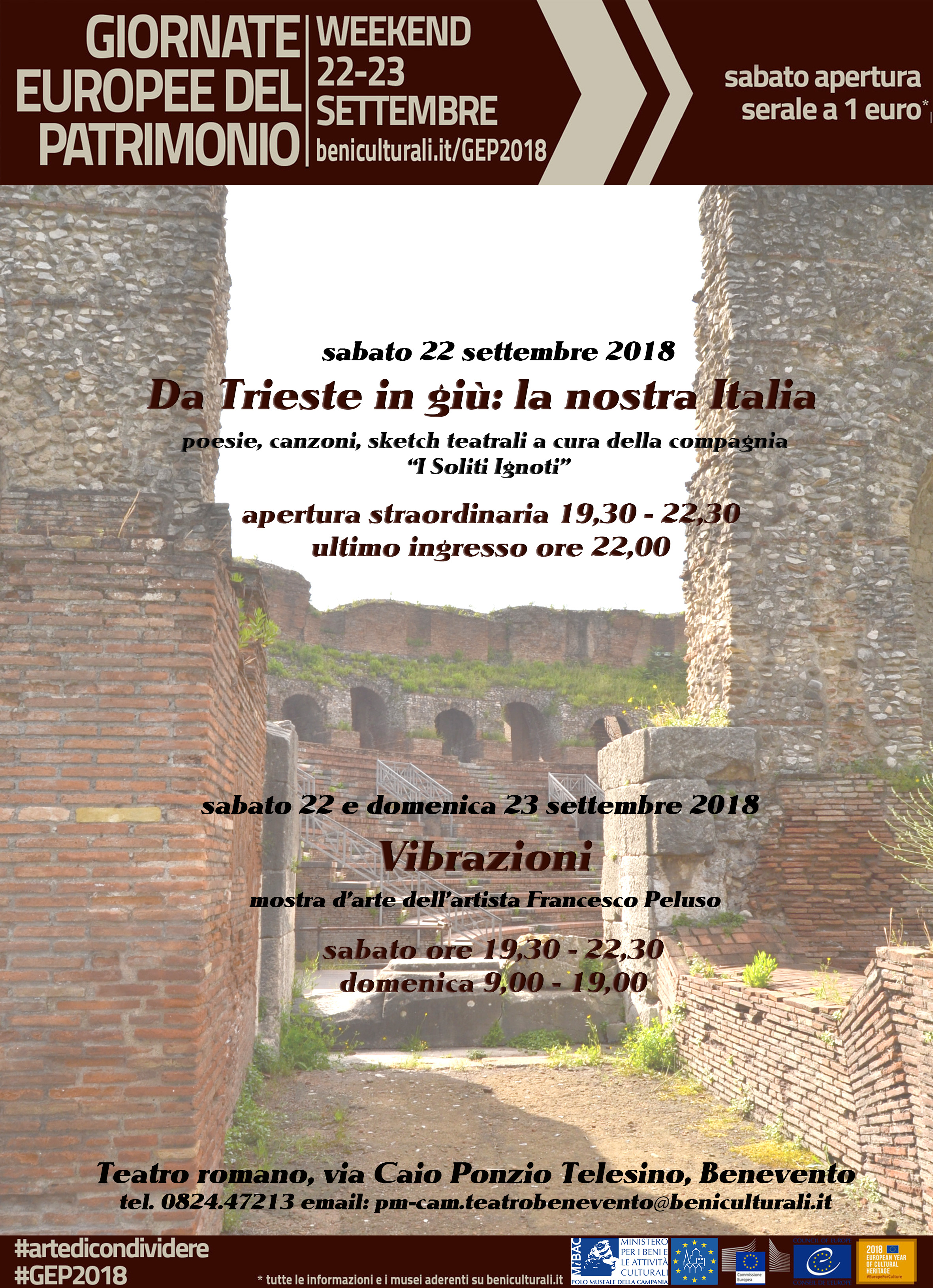 Benevento| Giornate Europee del Patrimonio, al Teatro Romano “Da Trieste in giù”