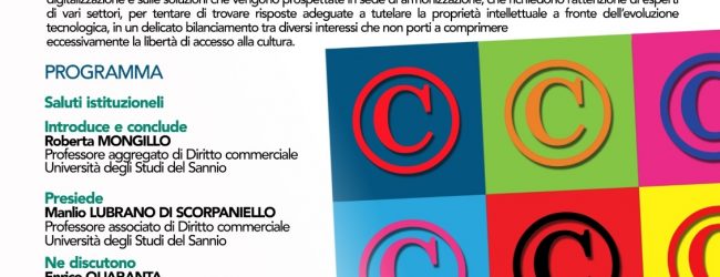 Benevento| “Diritto d’autore e mercato unico digitale”, mercoledi convegno all’Unisannio