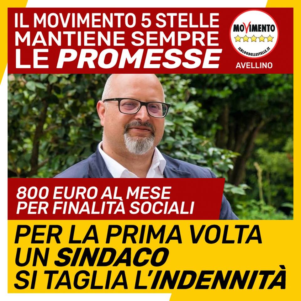 Avellino| Ciampi si taglia lo stipendio: parte dell’indennità andrà per finalità sociali