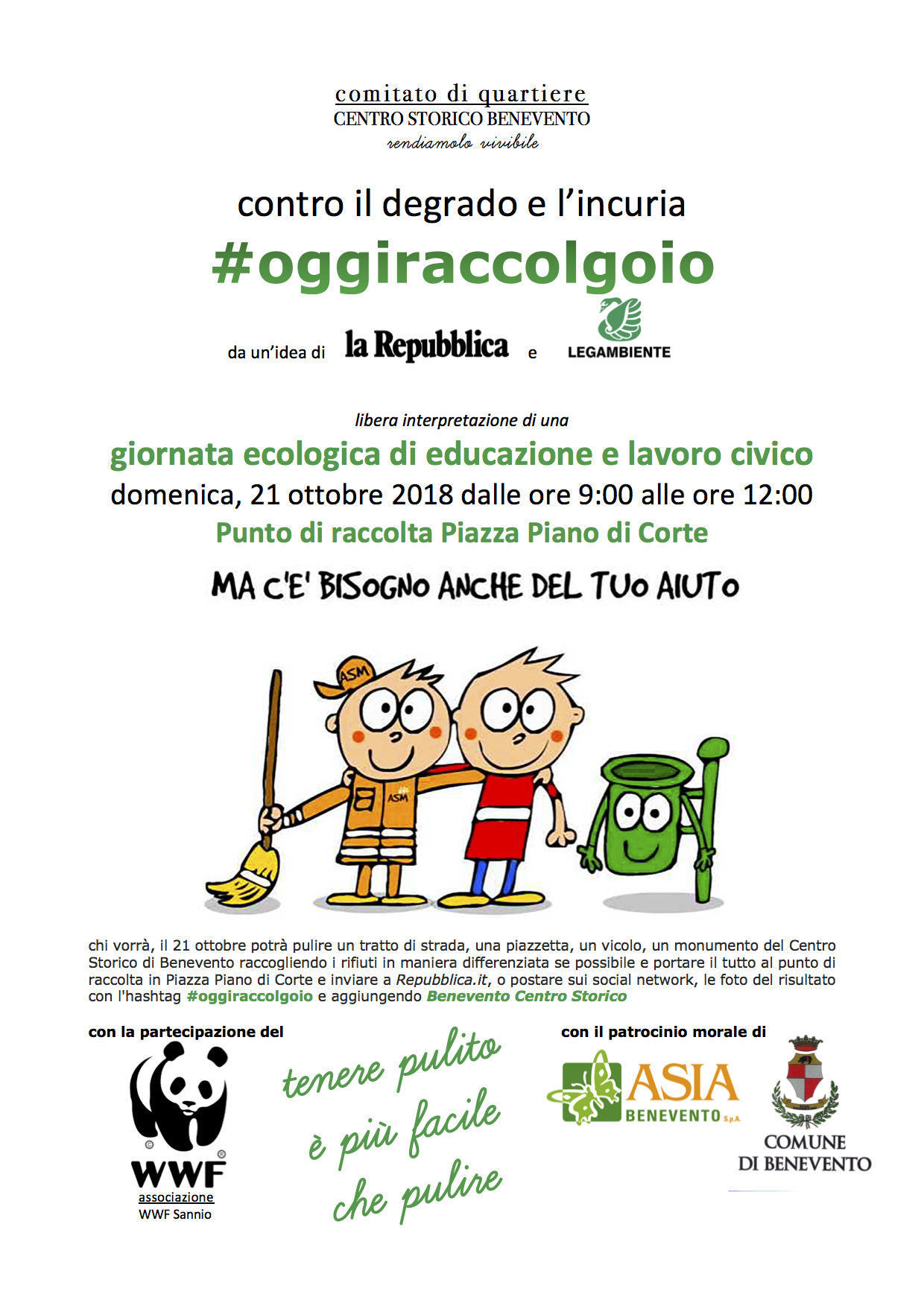 Benevento| “Oggi raccolgo io”, al via la campagna del Comitato di Quartiere Centro storico