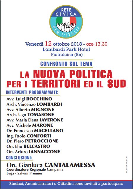 “La Nuova Politica per i Territori ed il Sud”, domani a Pietrelcina un confronto con la Lega