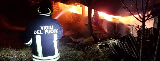 Apollosa| Fiamme in un capannone di balle di fieno/foto