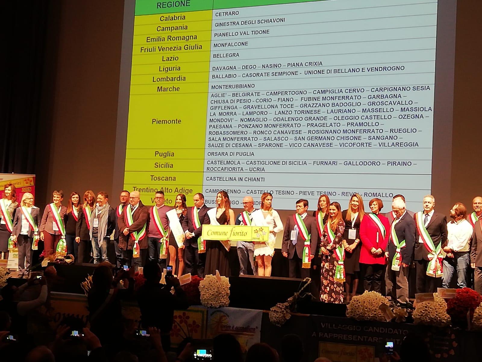 Ginestra degli Schiavoni premiata all’edizione 2018 del Concorso Nazionale Comuni Fioriti.