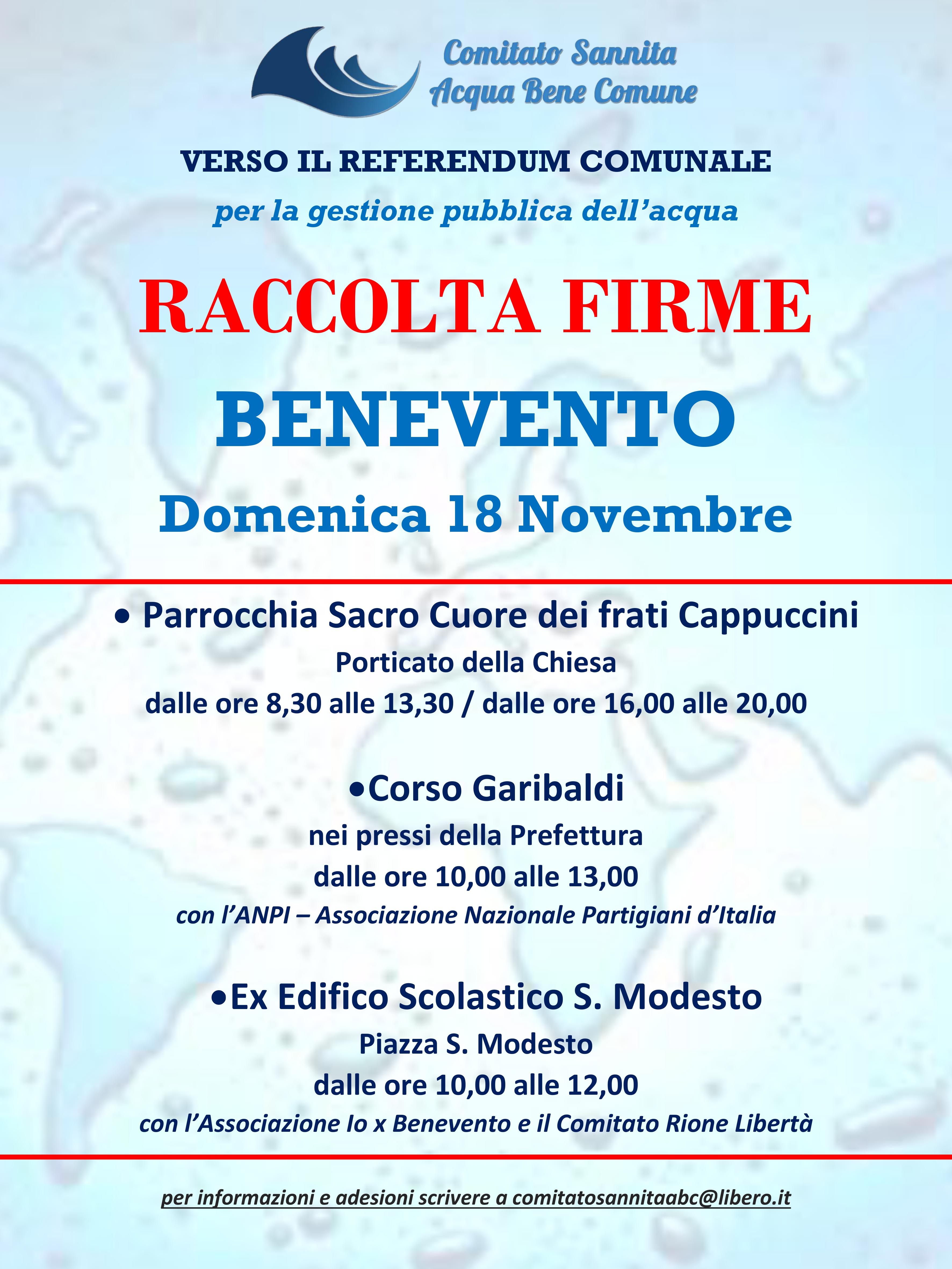 Benevento| Benevento verso il referendum consultivo per la gestione pubblica dell’acqua