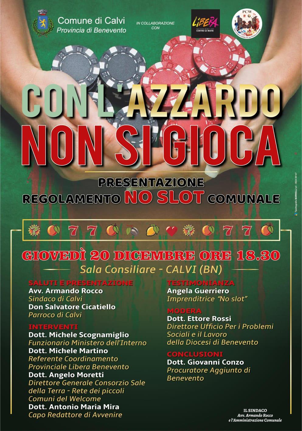 Benevento| A Calvi si presenta il regolamento “No Slot”