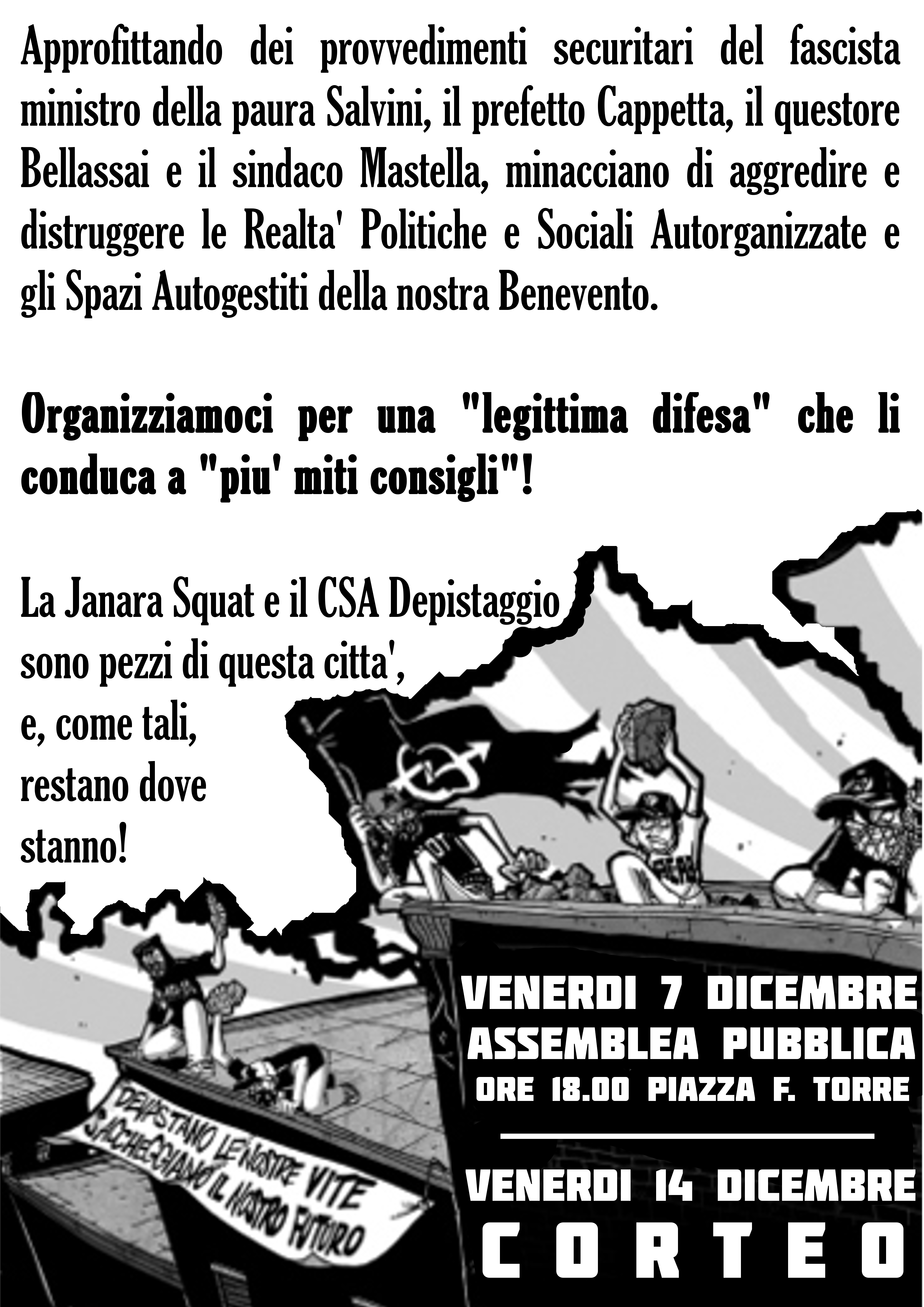 Benevento| Depistaggio e Janara Squat: iniziative comuni contro la “barbarie capitalista”