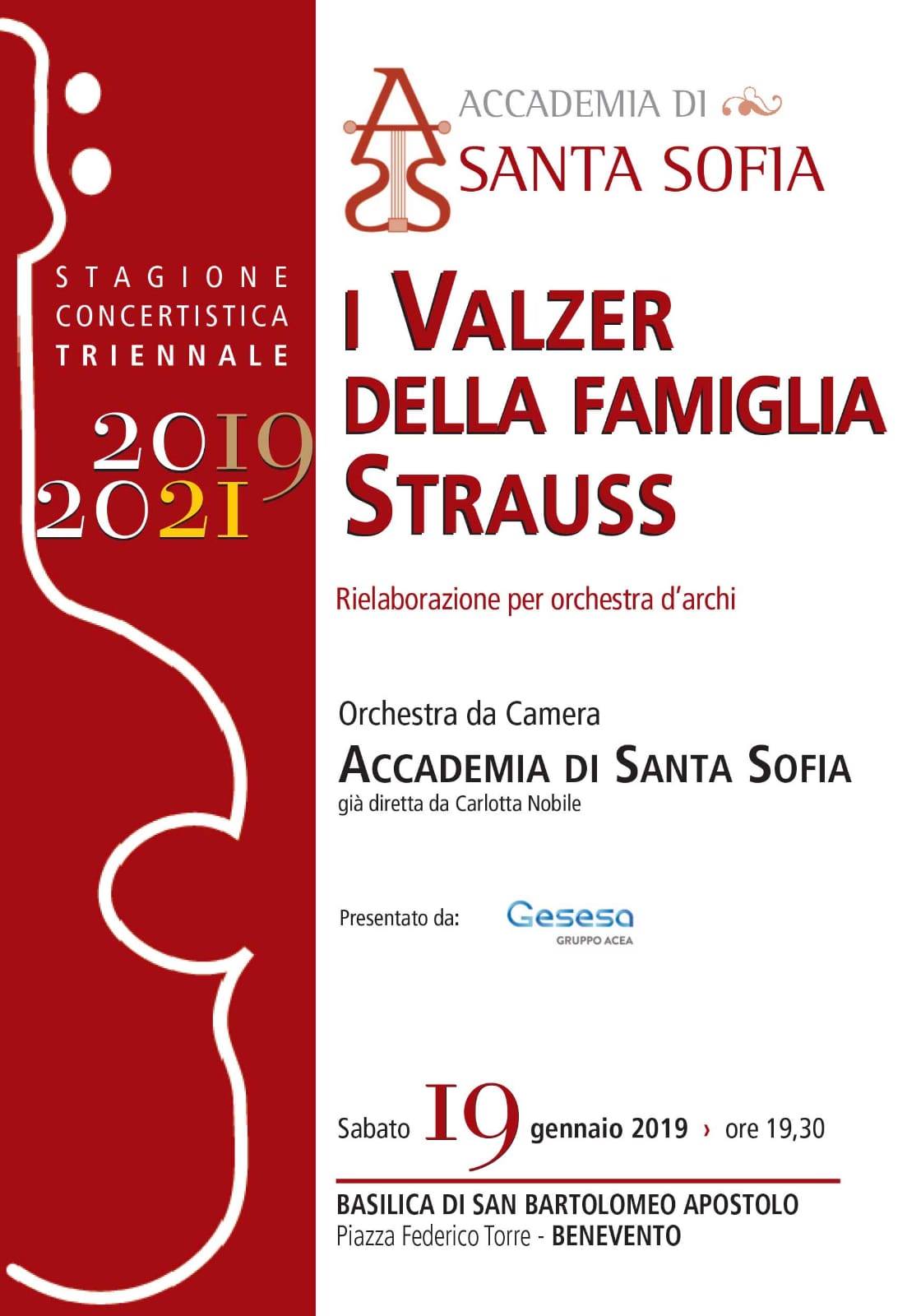Benevento| Stagione Concertistica 2019-2021, sabato esordio con Strauss
