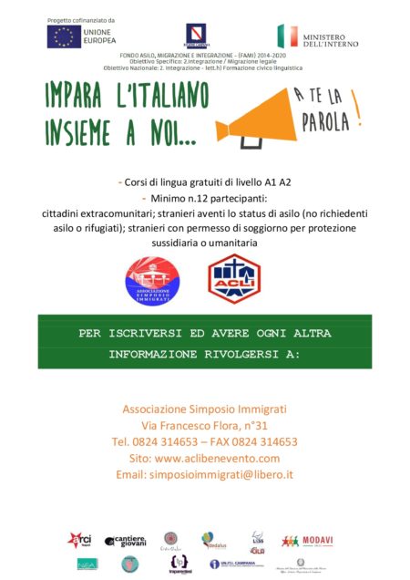 Benevento| “Simposio Immigrati”, al via il nuovo corso di lingua italiana per stranieri