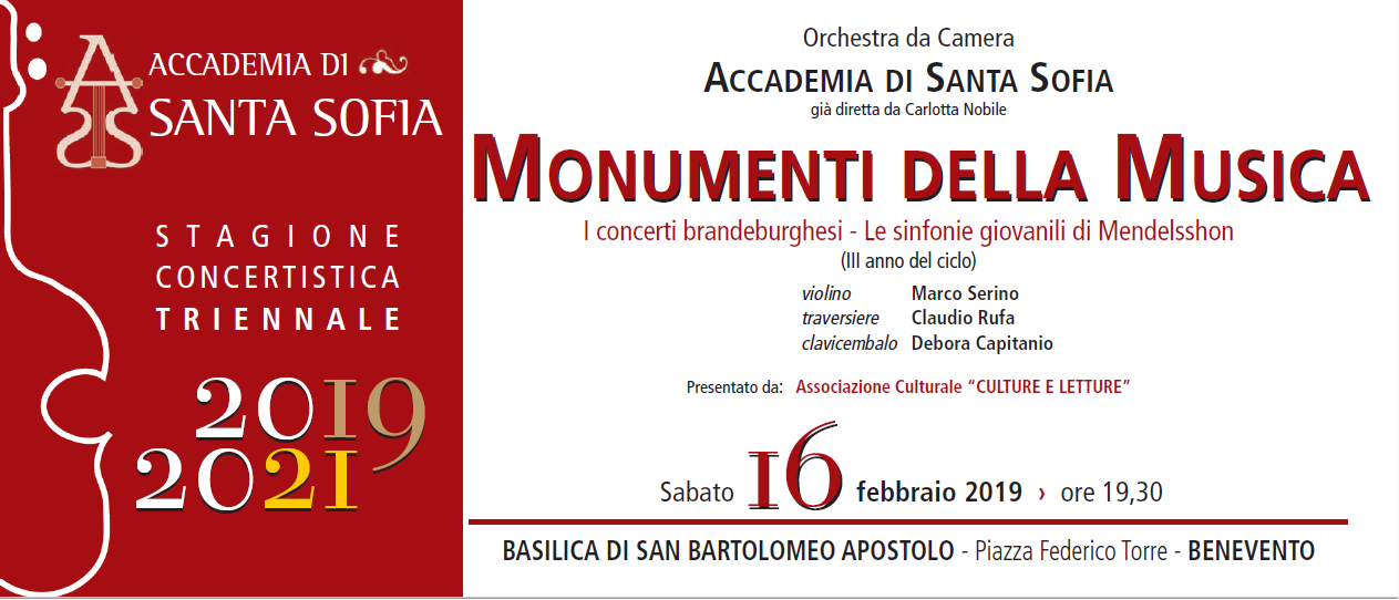 Benevento| “Stagione Concertistica 2019-2021”, appuntamento con “I concerti brandeburghesi e le sinfonie giovanili di Mendelssohn”