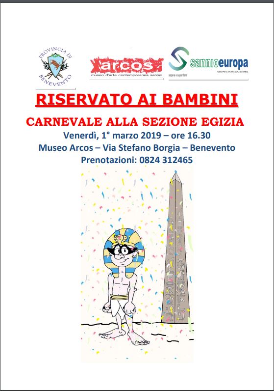 Benevento| “Carnevale alla Sezione Egizia”, venerdi evento per i bambini al Museo Arcos