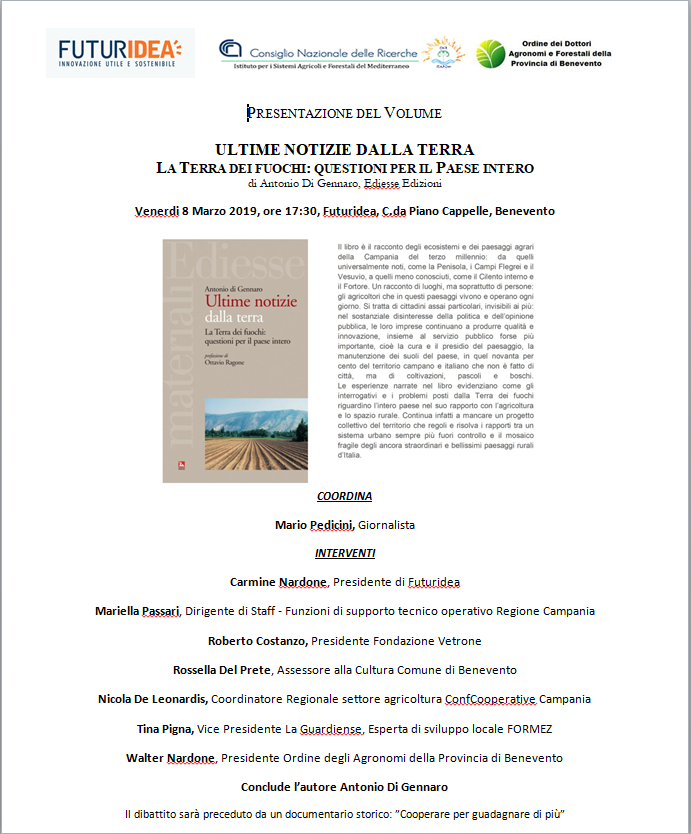 Benevento| A Futuridea si presenta il libro di Di Gennaro “La Terra dei fuochi”