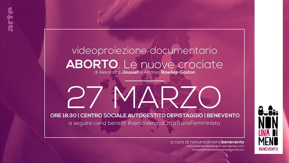 Benevento| “Aborto – le nuove crociate”, videoproiezione di Non una di meno