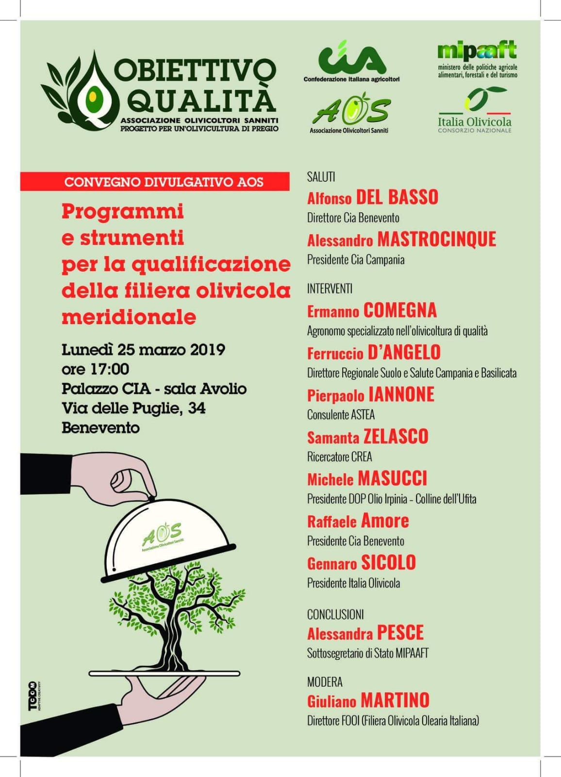 Benevento| Filera olivicola,alla Cia convegno con il Sottosegretario Pesce