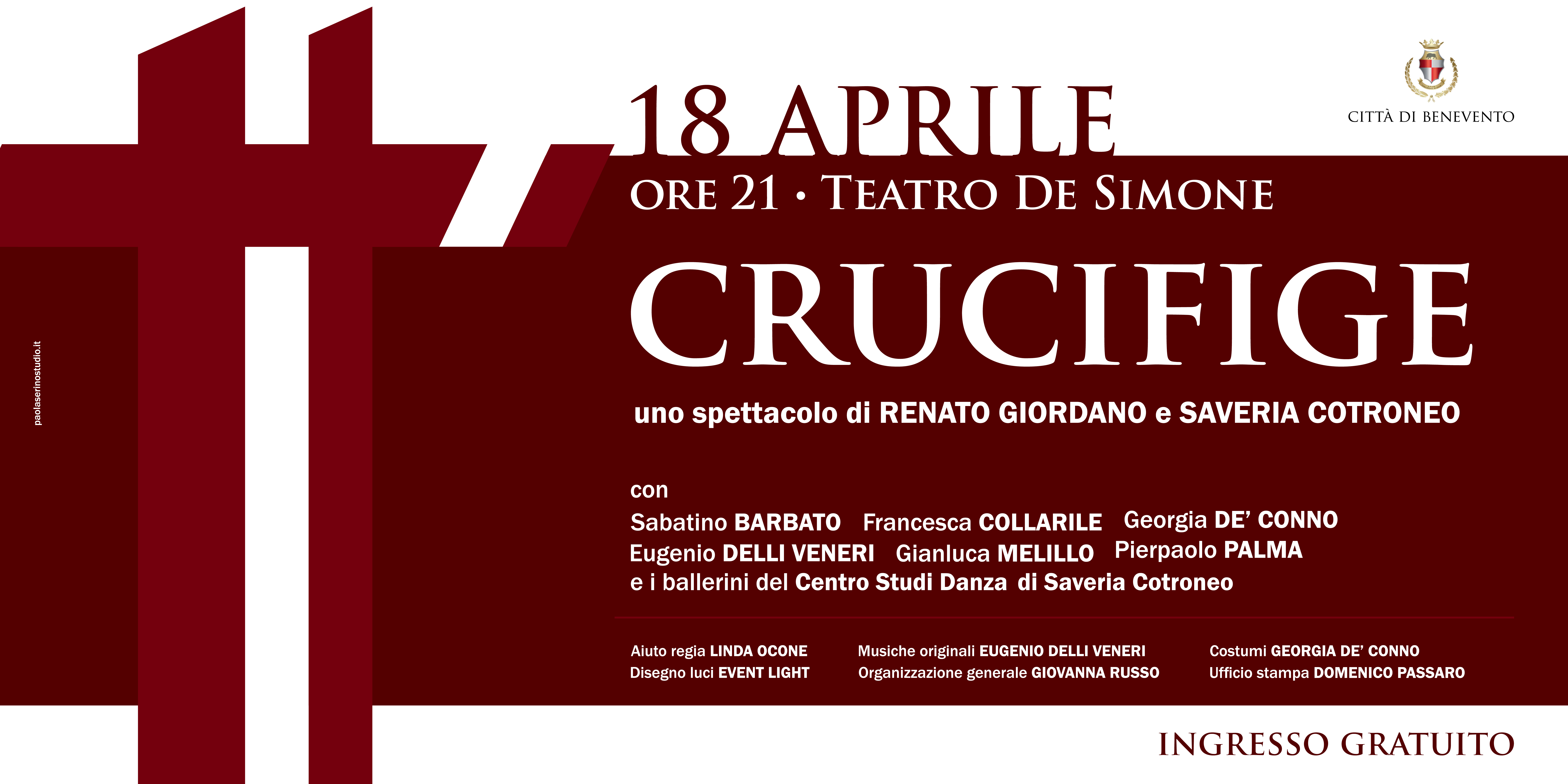 Benevento| Nuovo appuntamento al Teatro De Simone con “Crucifige” di Giordano e Cotroneo