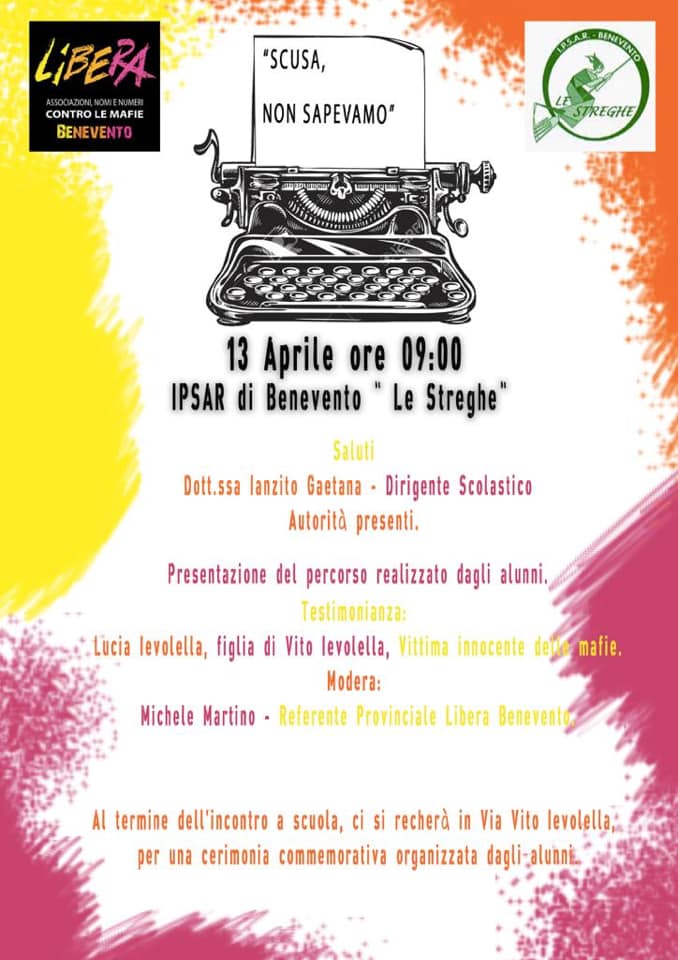 Benevento| Libera: all’Istituto Alberghiero incontro “Scusa non sapevamo”