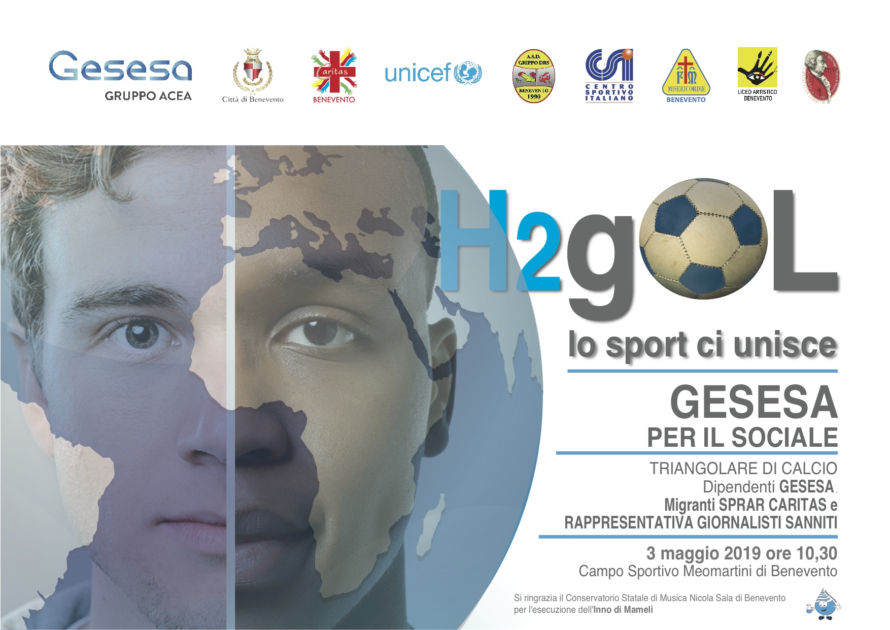 “H2GOL, lo Sport Ci Unisce”: venerdi GESESA, Migranti e Rappresentativa Giornalisti Sanniti in campo per l’integrazione