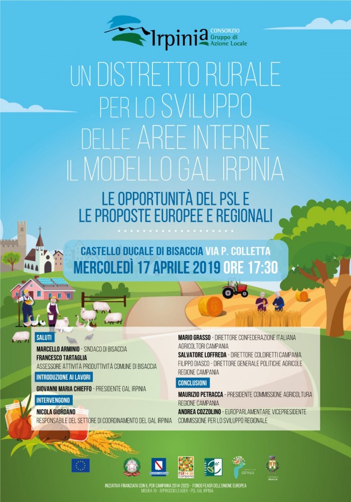 Bisaccia| Il Gal Irpinia e la sfida del distretto rurale, domani confrontro con Petracca e Cozzolino