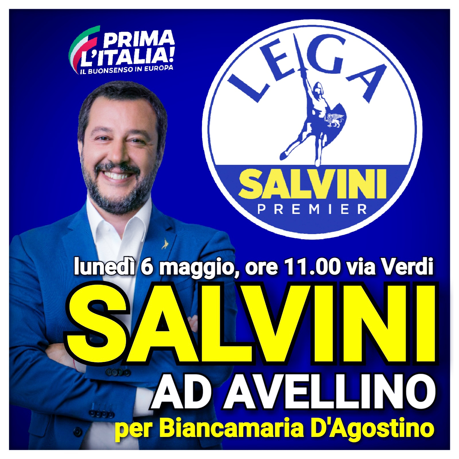 Avellino| Elezioni, lunedì Salvini in città per lanciare Biancamaria D’Agostino
