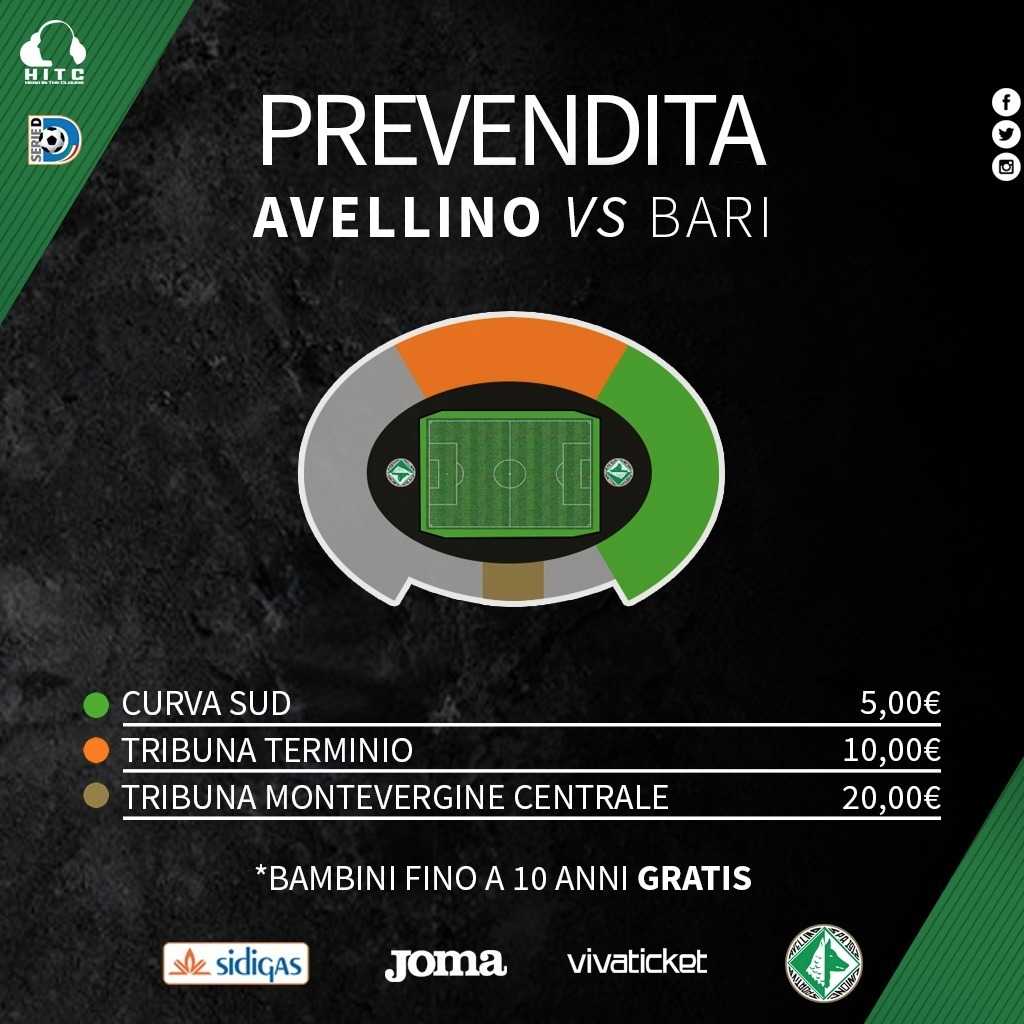 Avellino – Bari, alle 16 scatterà la prevendita. Scontistica per gli abbonati