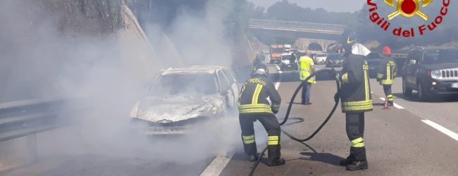 Montemiletto| Auto in fiamme sull’autostrada A16, in salvo coniugi diretti in vacanza