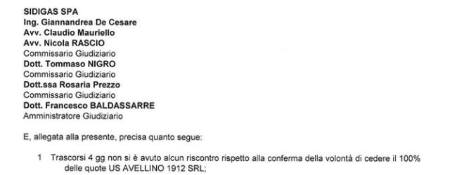 Avellino, Di Somma subito a lavoro. L’ ”Ap Green” rinuncia all’acquisto