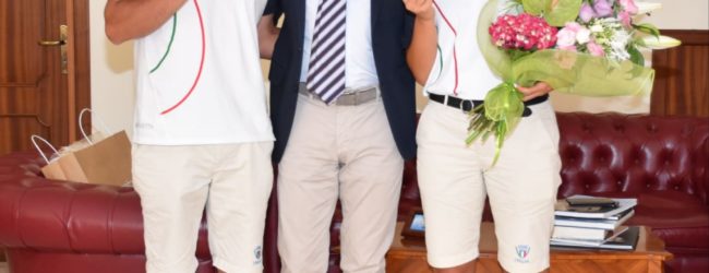 Benevento| Il Questore incontra D’Ambrosio e Rossi, la coppia d’oro del  trap misto alle Universiadi.