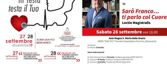 Benevento| Giornata Mondiale del Cuore, il 28 settembre “Lectio Magistralis” di Franco Di Mare