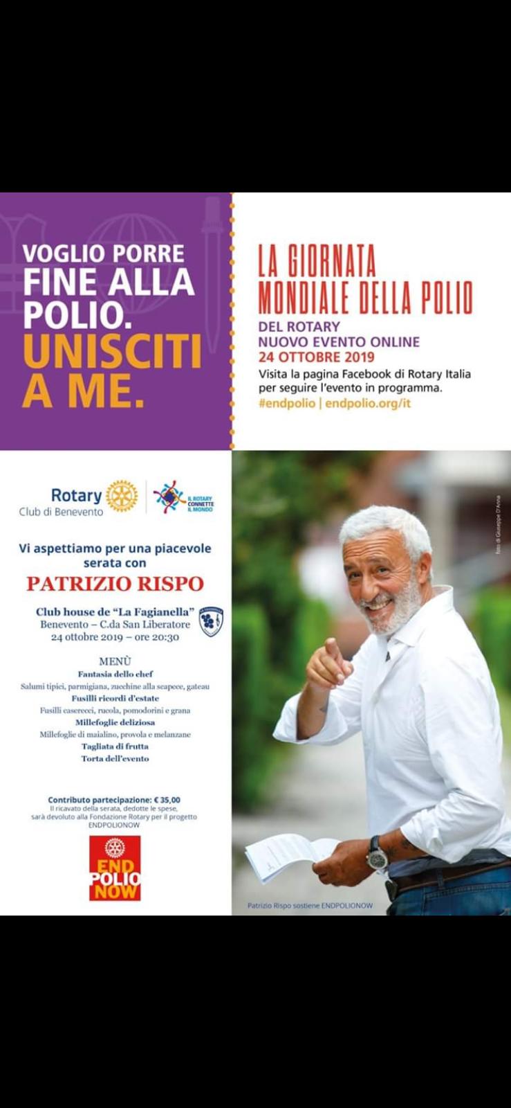 Benevento| Giornata Mondiale della Polio, domani raccolta fondi con la presenza di Patrizio Rispo
