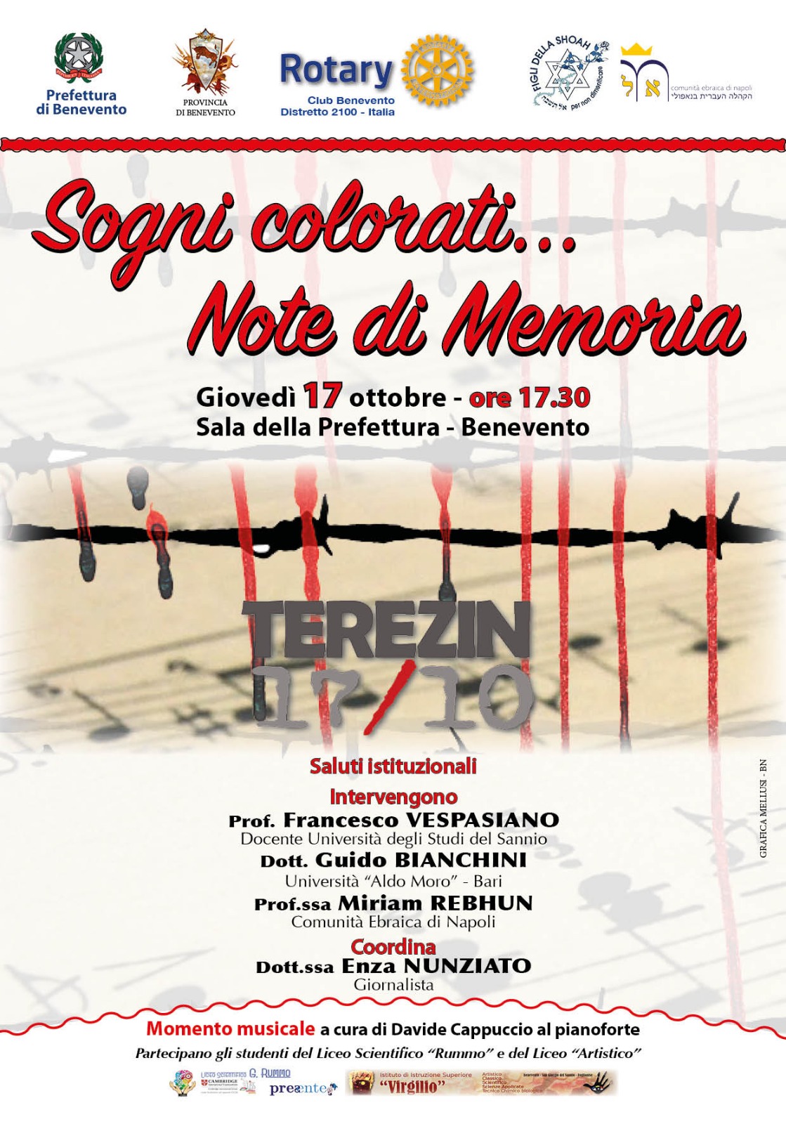 Benevento| “Sogno colorati… Note di Memoria”, giovedi concerto e letture in Prefettura