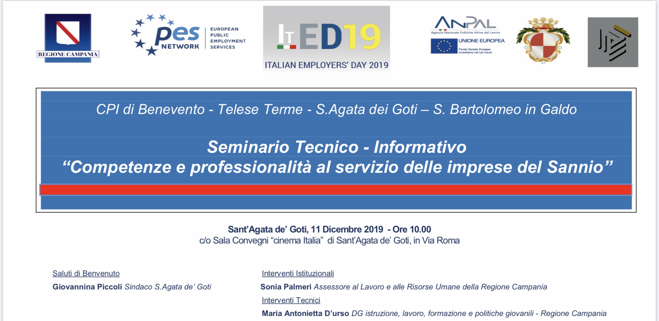 Employers’ Day 2019, l’11 dicembre appuntamento a Sant’Agata de’ Goti