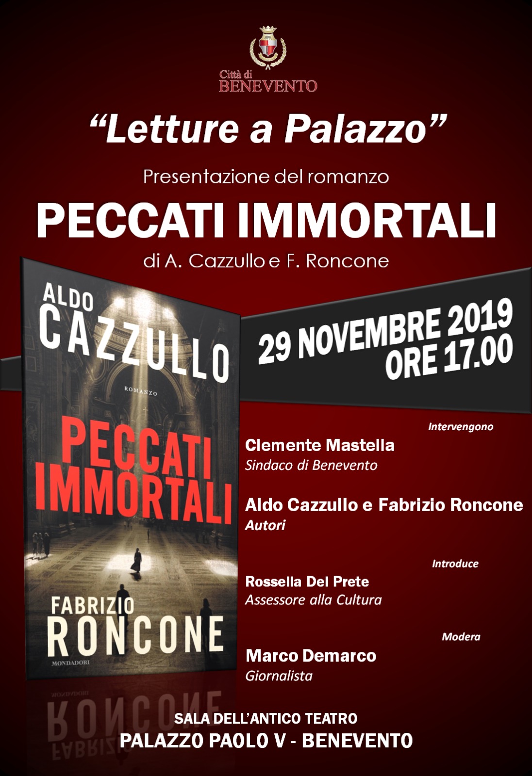 Benevento| A Palazzo Paolo V la presentazione del libro “Peccati Mortali”