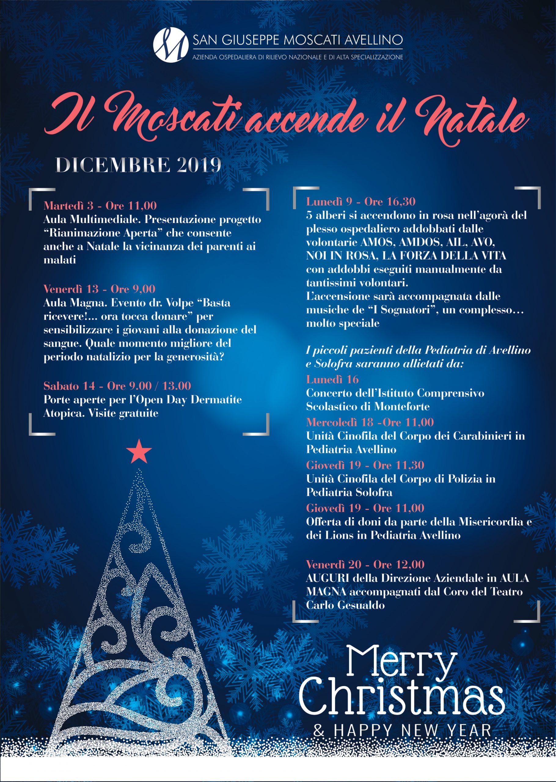 Avellino| Il “Moscati” apre le porte al Natale: da domani incontri, visite gratuite e concerti
