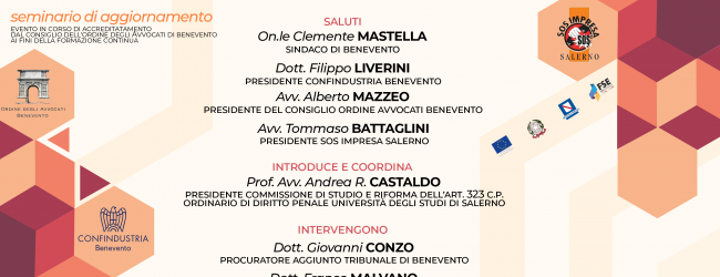 Benevento| Lotta all’usura: a Confindustria seminario di Sos Imprese Salerno